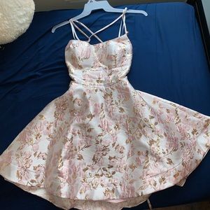 Pink and gold dress with pockets